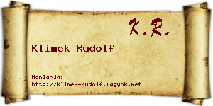 Klimek Rudolf névjegykártya